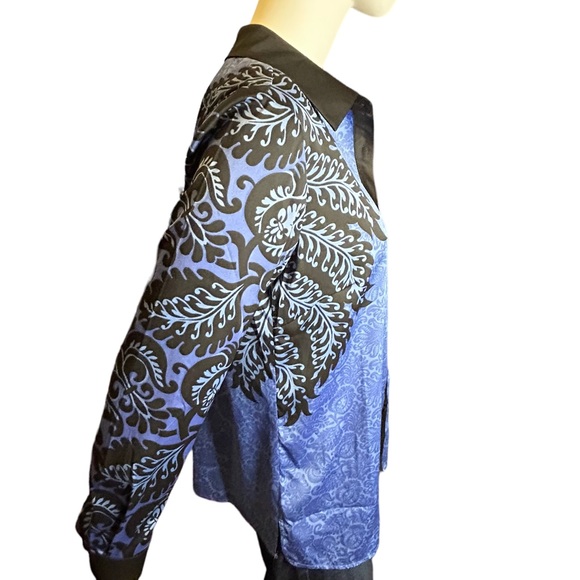 NWT Bob Mackie Wearable Art Blouse Small Blue - Picture 2 of 12